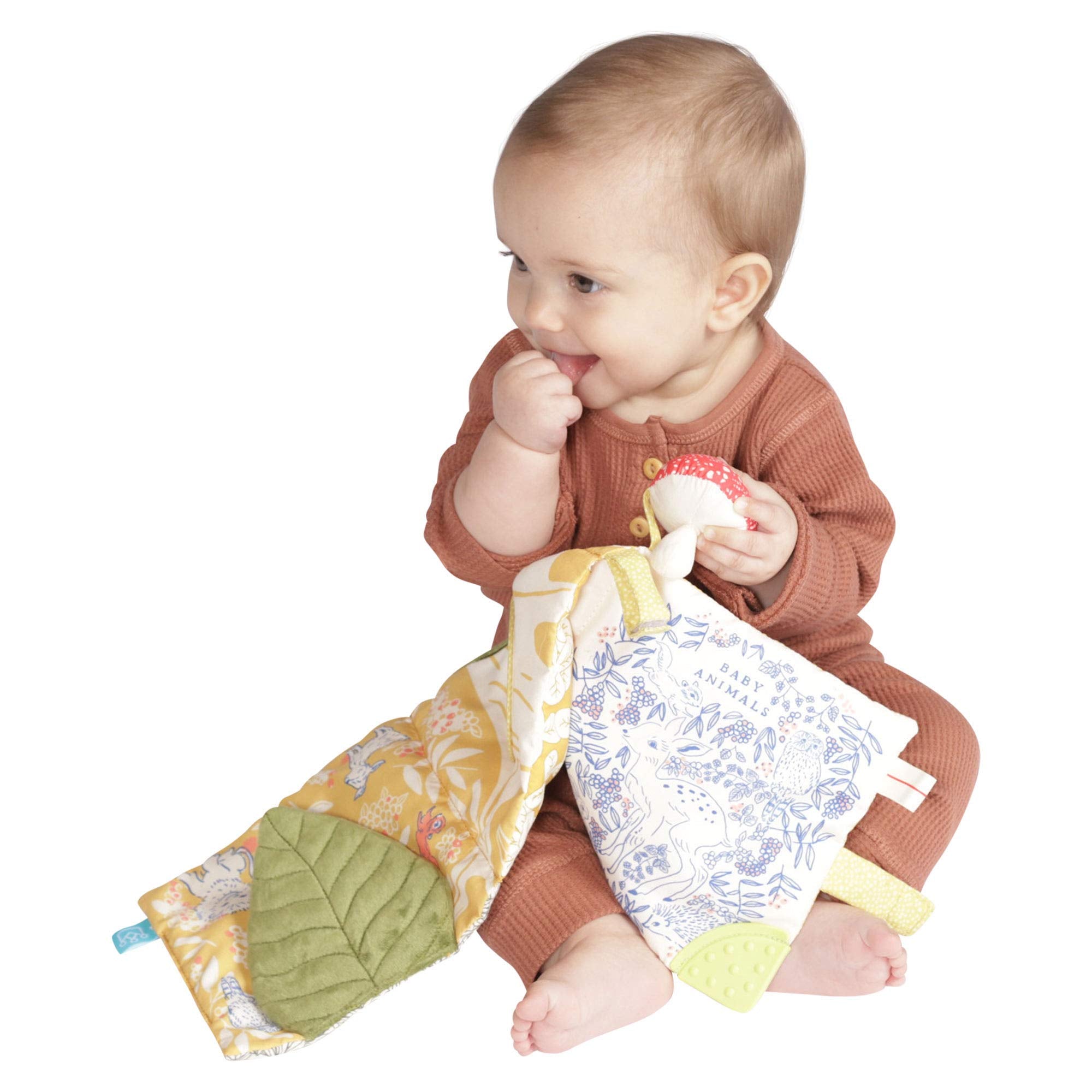 Deer One Soft Activity Crinkle Book & Fold Out Play Mat - Interactive Sensory Toy for Babies & Toddlers - Perfect for Tummy Time, Learning & Play at Home or Travel
