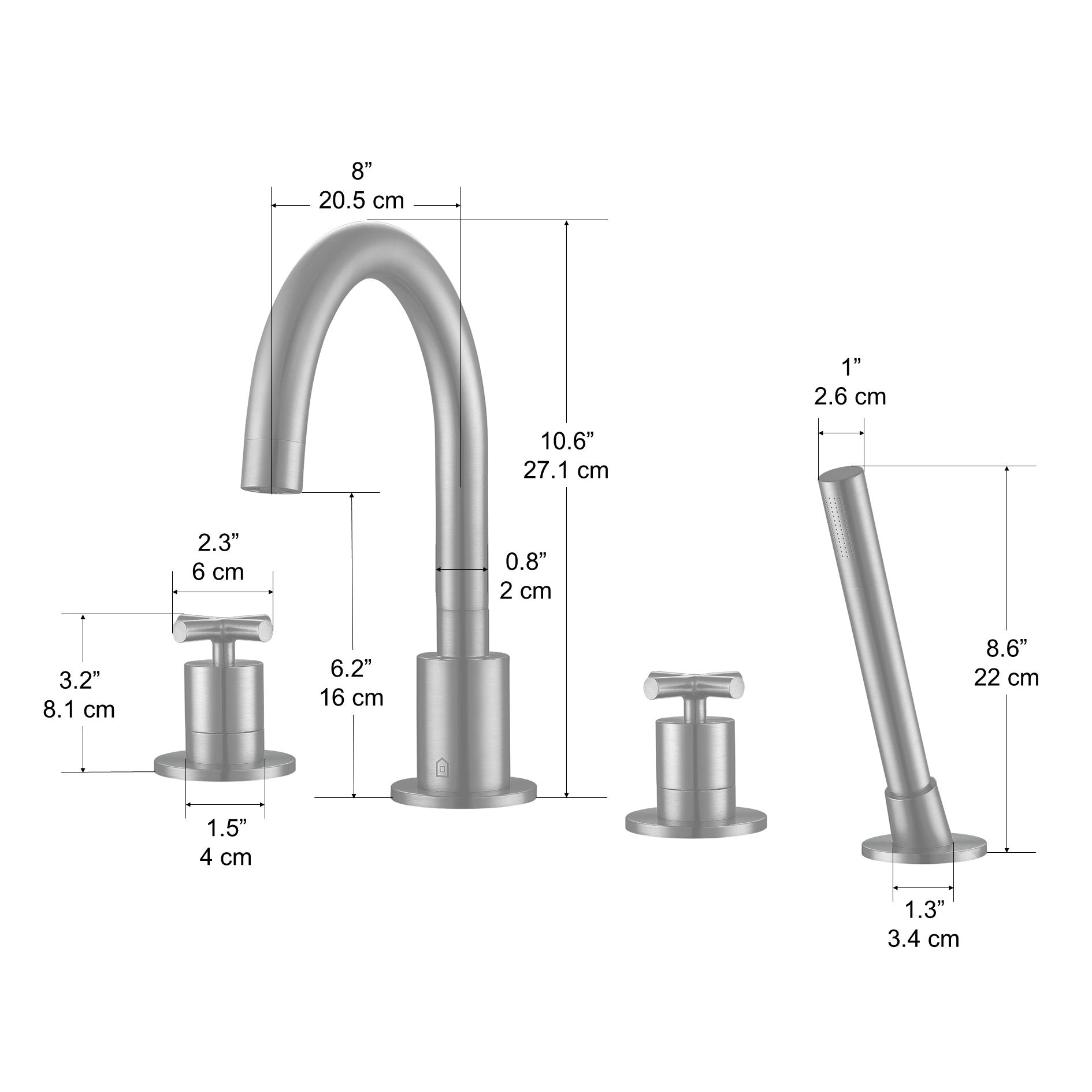 Brushed Nickel Ava Two Handle Roman Tub Bathroom Faucet - Perfect for Luxury Bathrooms & Spa-Like Retreats