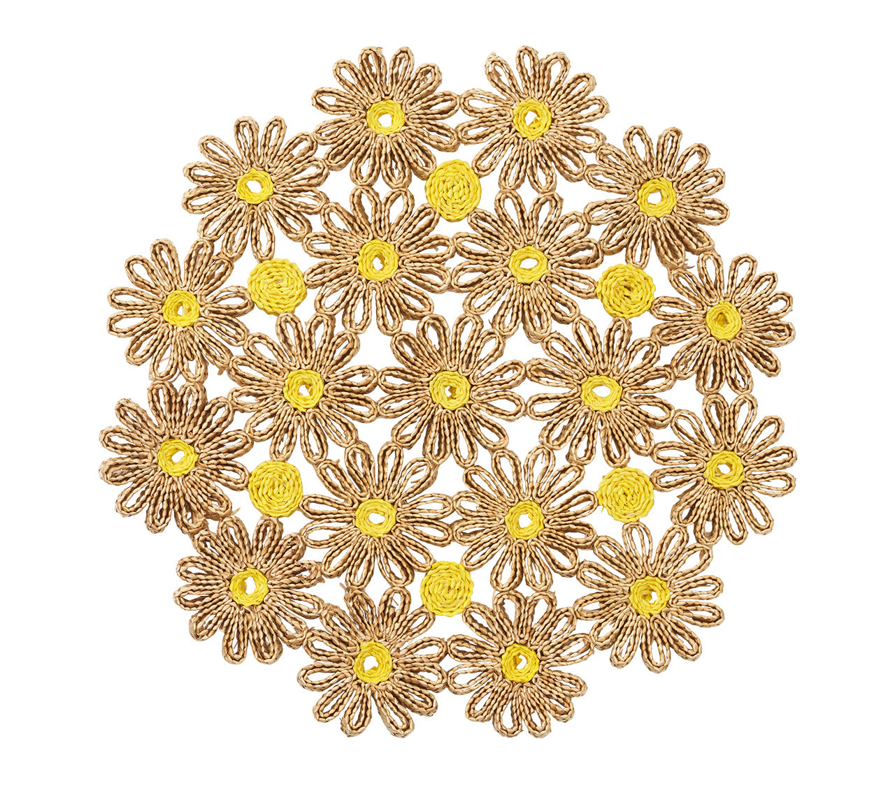 Natural & Yellow Daisy Placemats Set of 4 - Waterproof Round Table Mats for Dining, Kitchen, Picnic, and Outdoor Use