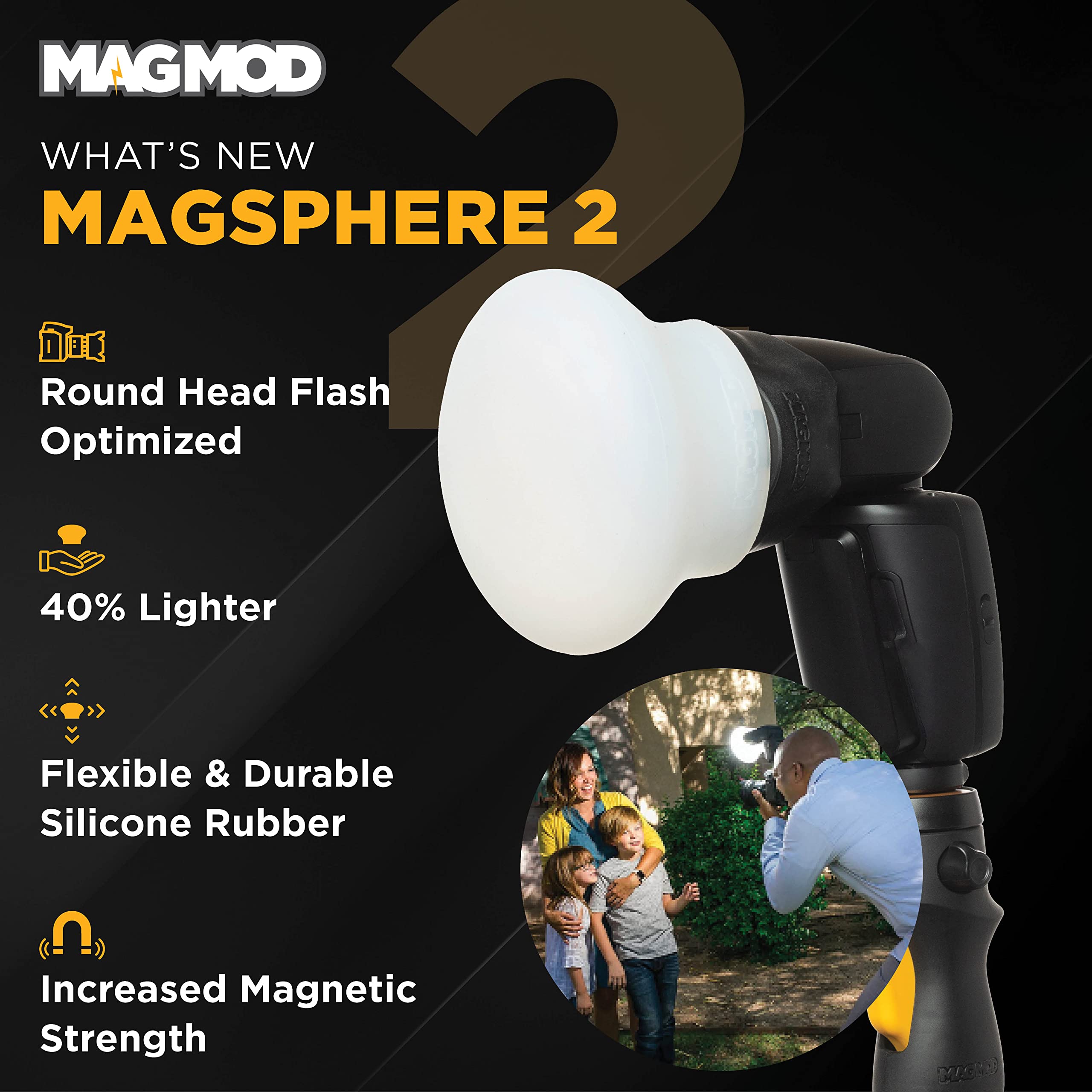 MagMod Starter Flash Kit 2 - Magnetic Camera Speedlight Diffuser & Light Modifier Set with MagGrip 2, MagSphere 2, MagGrid 2 | Superior Lighting Control for Professional Photography, Portraits & Studio Shoots | Perfect for Wedding, Event & Outdoor Photography