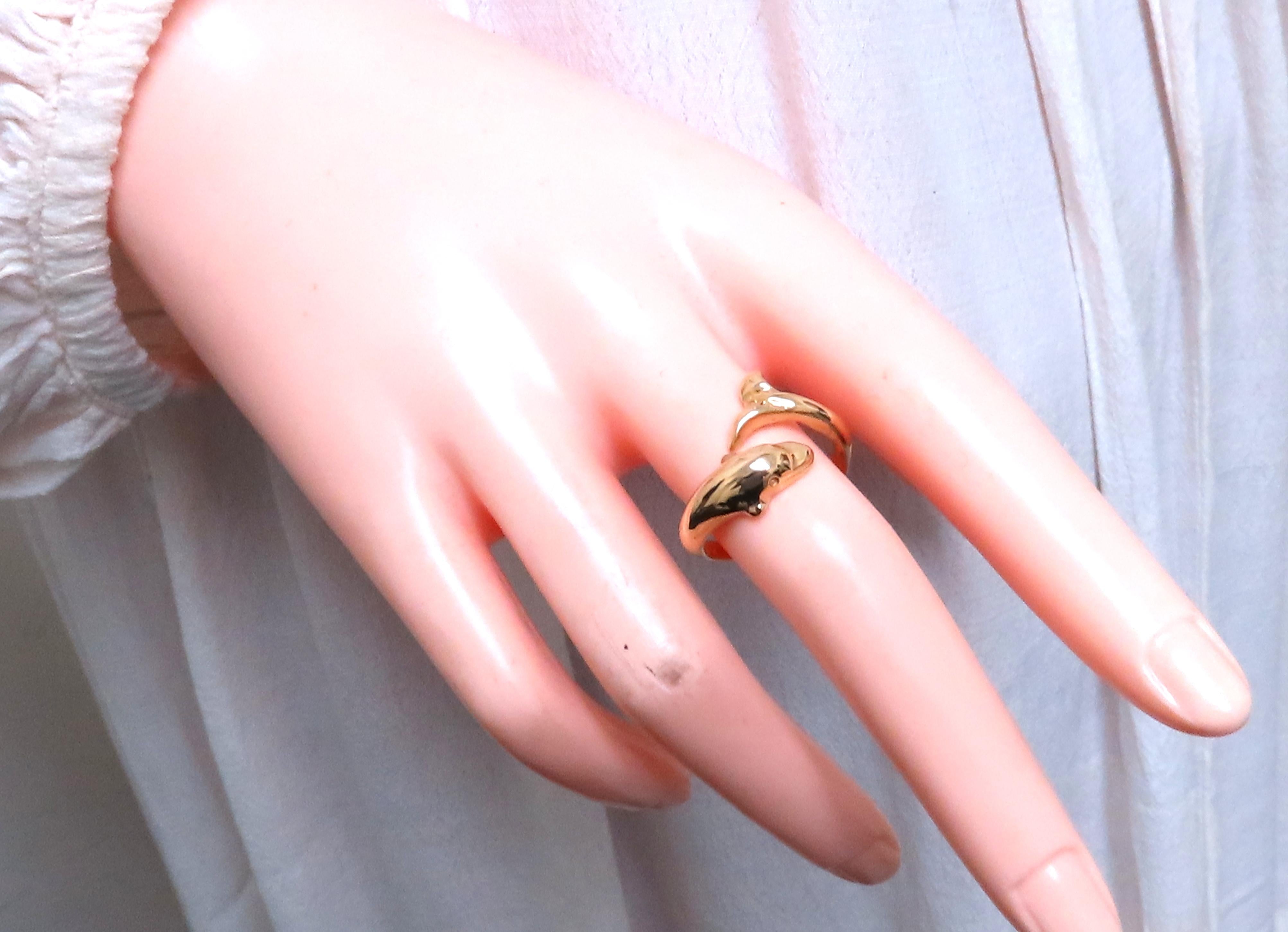 14kt Gold Dolphin Crossover Wrap Ring - Elegant Stackable Jewelry for Women, Perfect for Everyday Wear, Gifts & Special Occasions