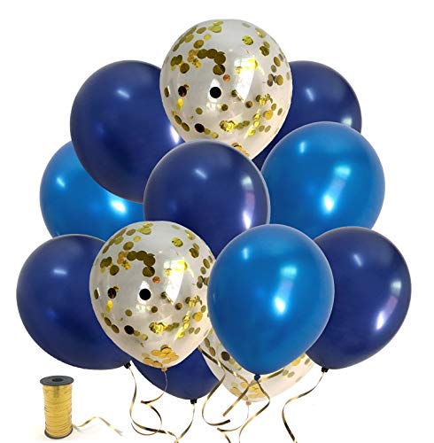 Navy Blue Gold Confetti