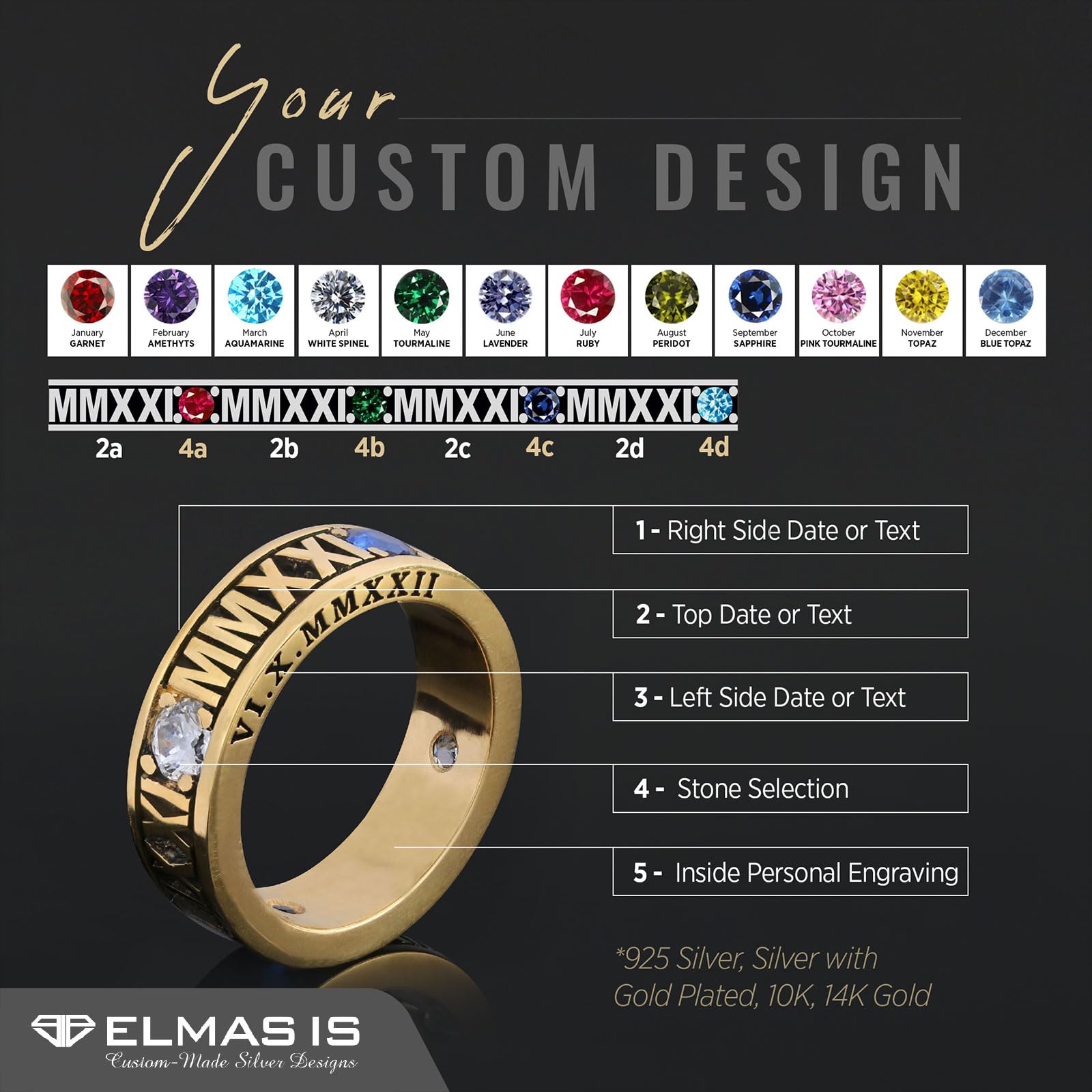 Roman Numeral Class Ring - Personalized School Ring for Graduation, Custom Engraved College Band Ring - Perfect Gift for Graduates & Alumni
