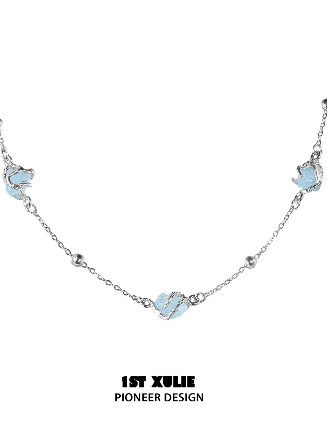 Loong Ling Aquamarine Gemstone S925 Sterling Silver Tassel Choker Necklace for Women - Elegant Boho Jewelry Gift for Birthday, Anniversary & Special Occasions