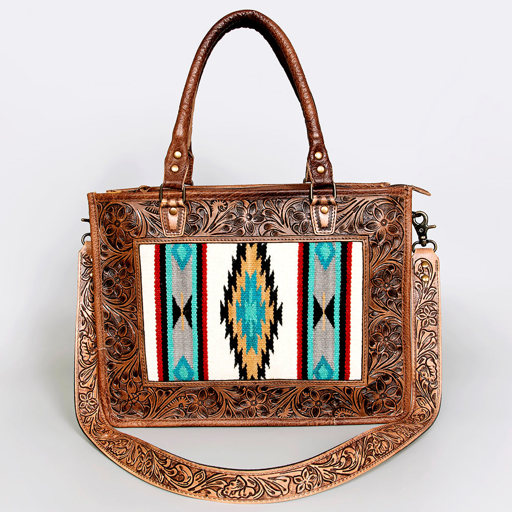 American Darling ADBG583 Genuine Leather Western Tote Bag - Hand Tooled Saddle Blanket Design Women's Handbag Purse for Cowgirl Style, Rodeo Events & Everyday Fashion Accessory