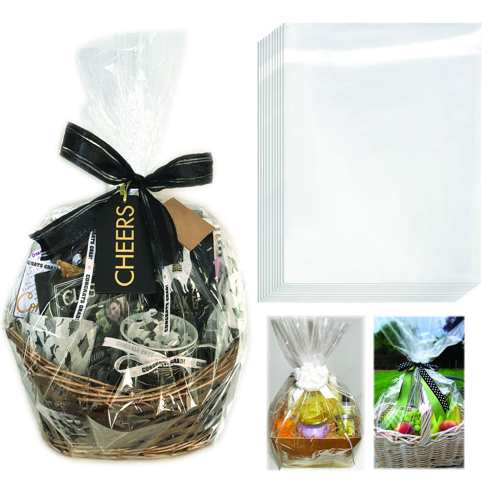 AnapoliZ Clear Cellophane Wrap Bags - 10 Pack X-Large 24