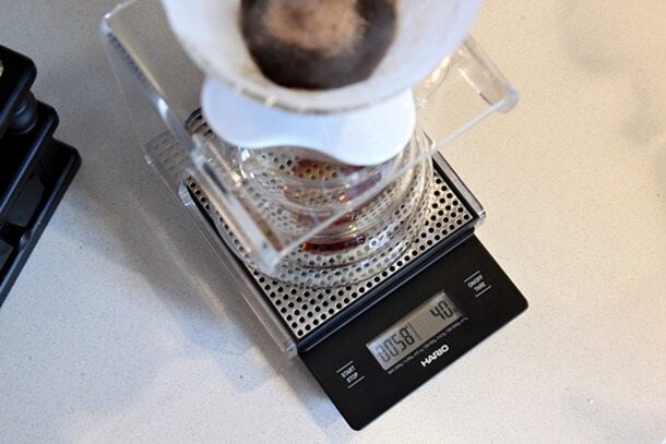 Hario V60 Metal Coffee Drip Scale - Precision Digital Espresso Brewing Scale with Timer for Pour Over, Cold Brew & French Press Coffee Making at Home or Cafe