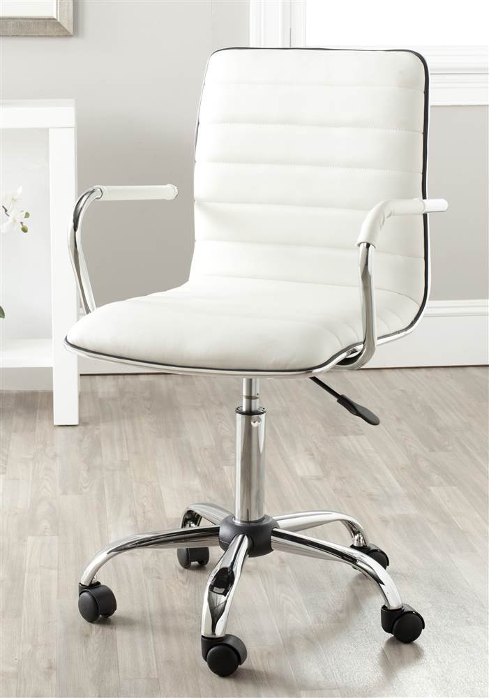 SAFAVIEH Jonika White Modern Office Desk Chair - Ergonomic Computer Chair for Home & Office Workspace, Study, Gaming, and Conference Room Use