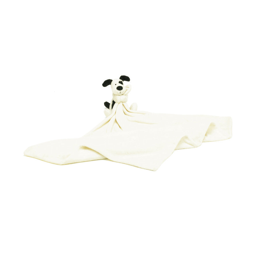 Jellycat Bashful Black & Cream Puppy Plush Soother - Ultra Soft Stuffed Animal Toy for Babies & Kids | Perfect for Cuddling, Nursery Decor, and Comforting Gift