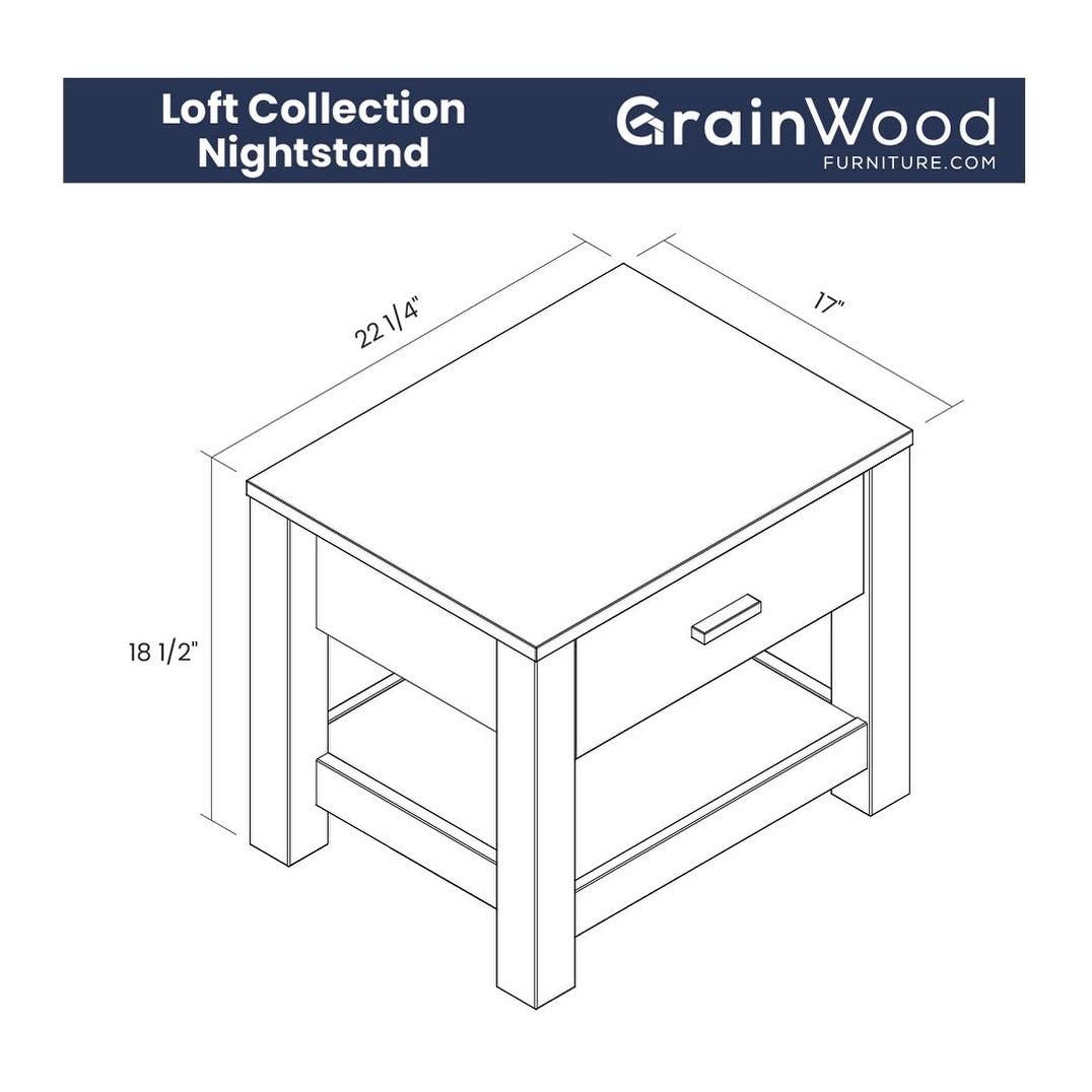 Solid Acacia Wood Loft Nightstand - Modern Grain Wood Bedside Table for Bedroom, Living Room & Dorm Room - Stylish & Durable Wooden Furniture with Natural Finish