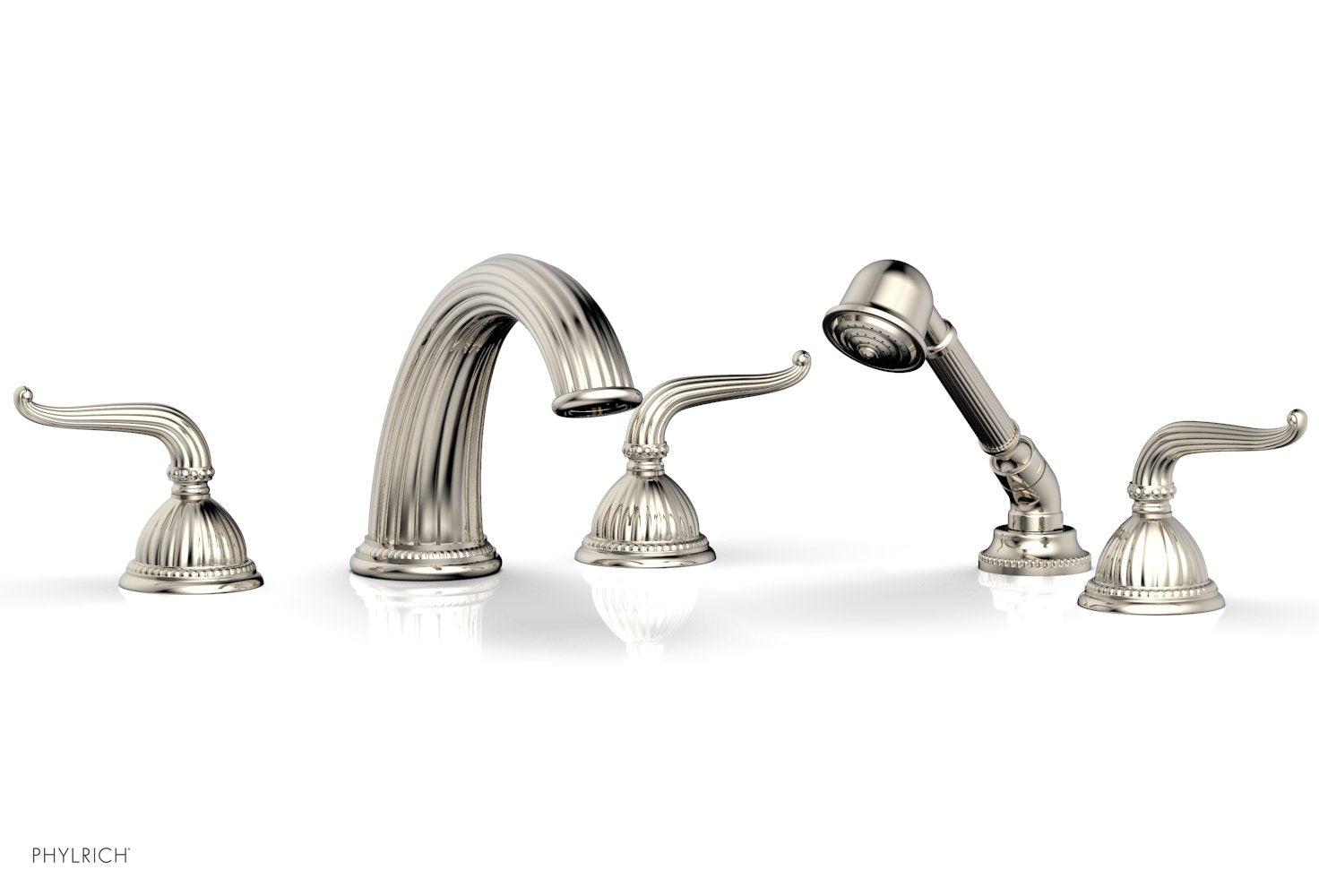GEORGIAN & BARCELONA Deck Mounted Bathtub Faucet Set with Hand Shower and Lever Handles K2141P1 - Perfect for Modern Bathroom Renovations and Spa-Like Shower Experiences
