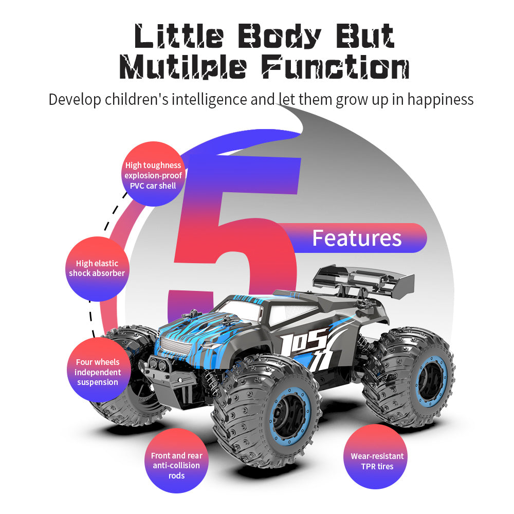JJRC Q105 1/18 Scale RC Off Road Truck - 4WD High Speed Remote Control Car with Rechargeable Battery, Waterproof Design for Rugged Terrain | Perfect for Backyard Racing, Off-Road Adventures & Kids Outdoor Play