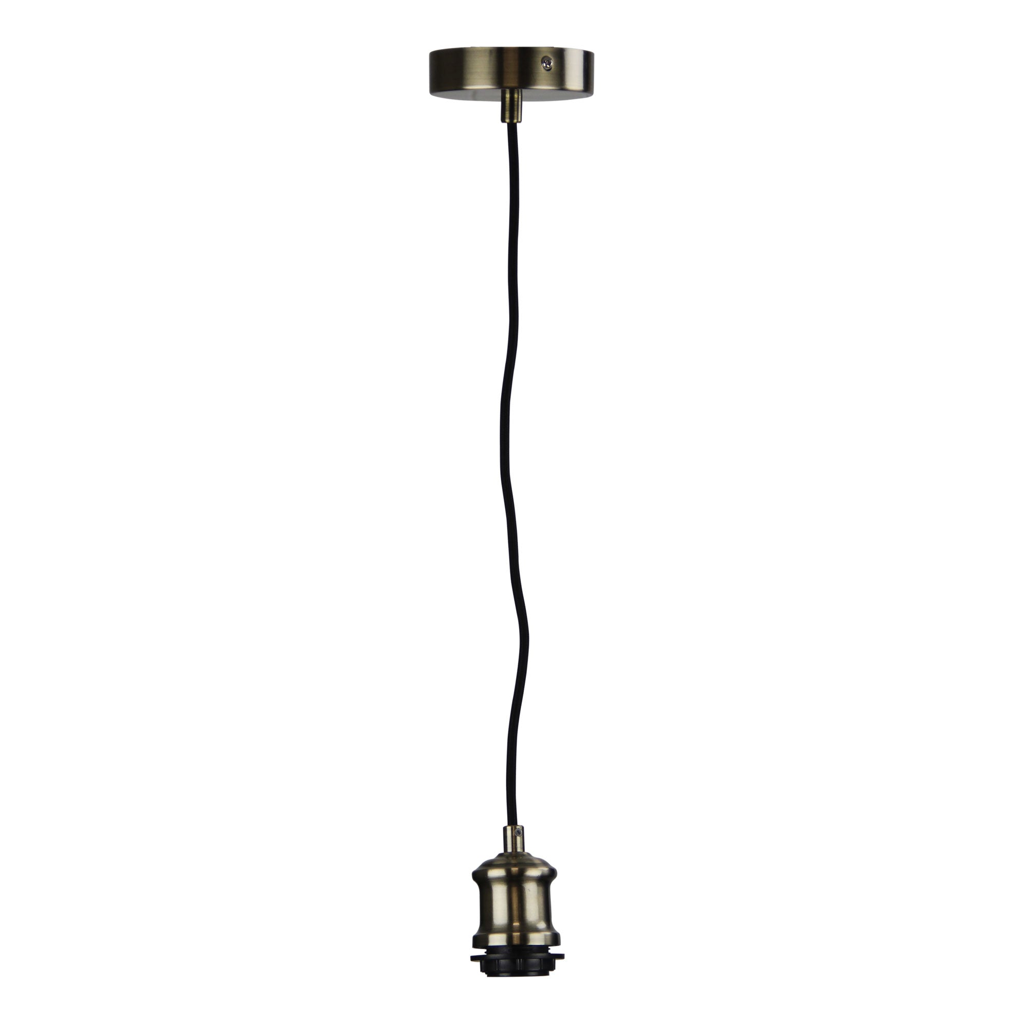 Vintage Brass Albany Cloth Cord Pendant Light - Industrial Style Ceiling Fixture for Dining Room, Kitchen, or Bedroom Lighting