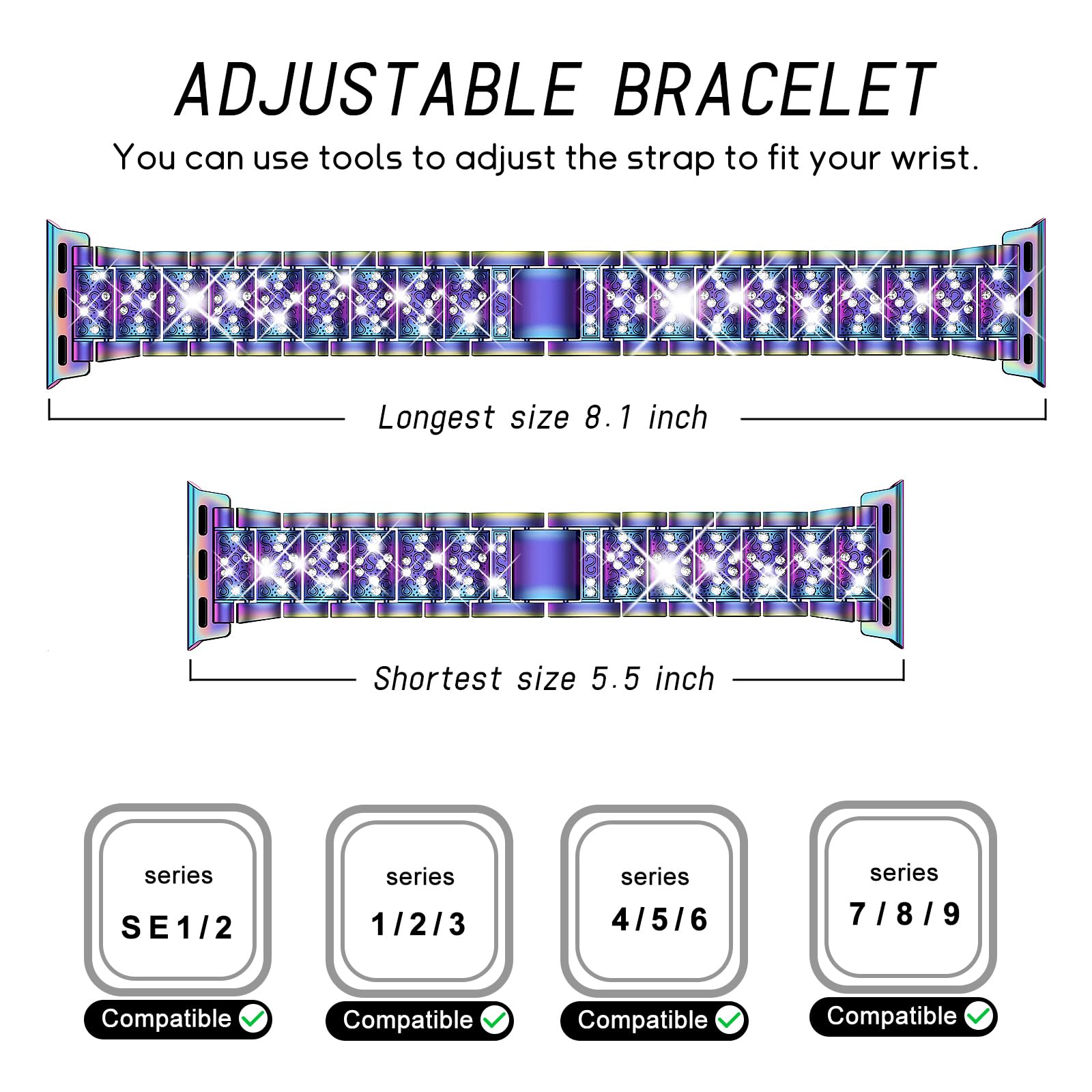 Mesime Compatible Apple Watch Band 38mm 40mm 41mm 42mm 44mm 45mm 46mm with Screen Protector Case - 2 Pack Jewelry Replacement Bands for iWatch Series 10/9/8/7/6/5/4/3/2/1/SE - Perfect for Women's Fashion, Workout Protection & Daily Wear