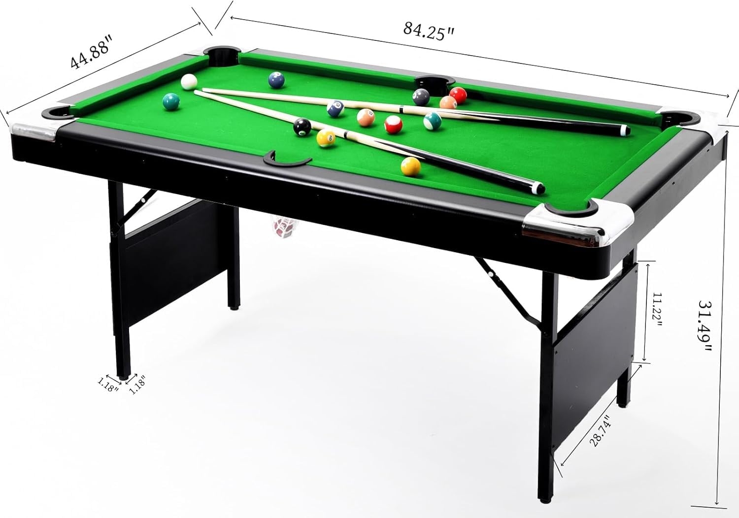 6 or 7 Ft Portable Folding Billiards Pool Table with Complete Accessories Set - Perfect for Family Game Rooms, Basements, Garages & Indoor Entertainment Spaces