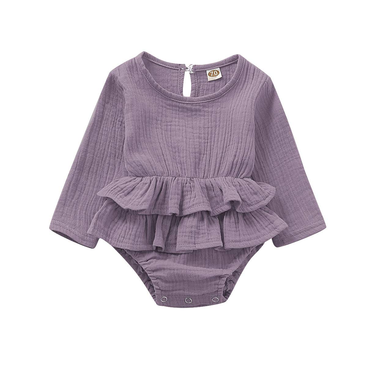 FOMOYUU Baby Girl Romper Sweater - Soft Newborn Infant Ruffle Jumpsuit for Fall & Spring | Perfect for Family Outings, Photo Shoots & Playtime