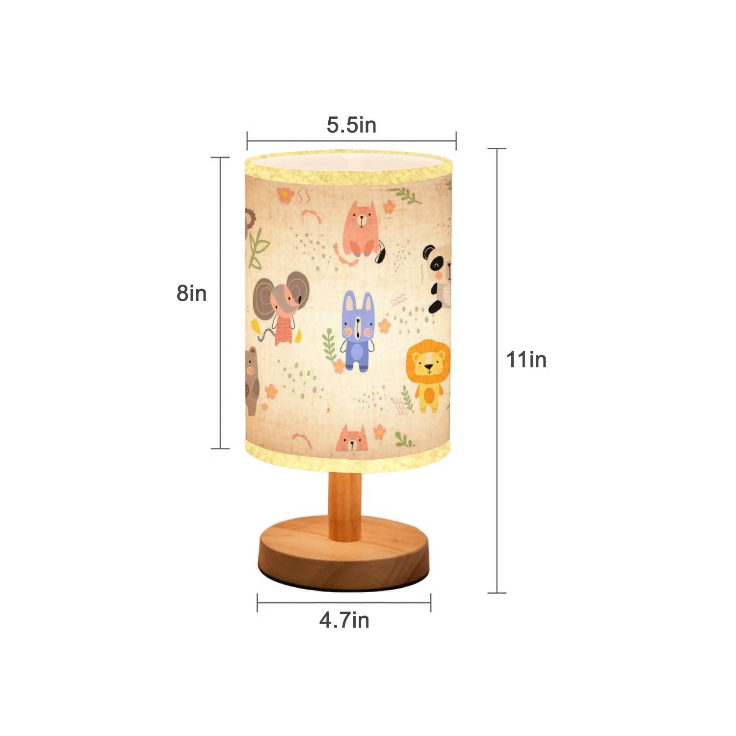 Minimalist Wooden Nightstand Lamp with Flaxen Fabric Shade - Cute Animal Design Bedside Table Light for Bedroom, Living Room & Office - Perfect for Reading, Decor & Creating Cozy Ambiance