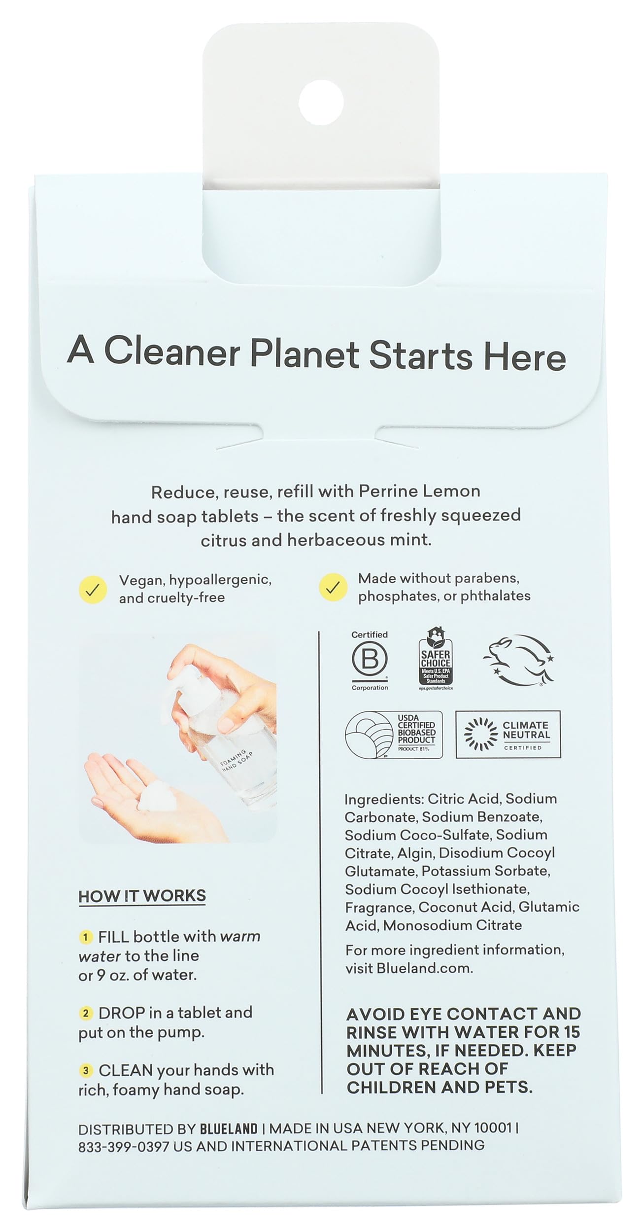 BlueLand Perrine Lemon Scented Hand Soap Refill Tablets - 3 Count (0.9 oz) | Eco-Friendly, Travel-Friendly & Perfect for Home, Office, or On-the-Go Use