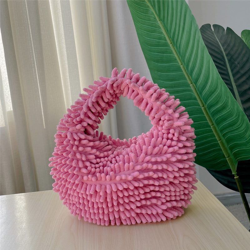 Stylish Minimalist Fuzzy Satchel Bag for Women - Soft & Cozy Crossbody Purse - Perfect for Work, Travel & Everyday Use