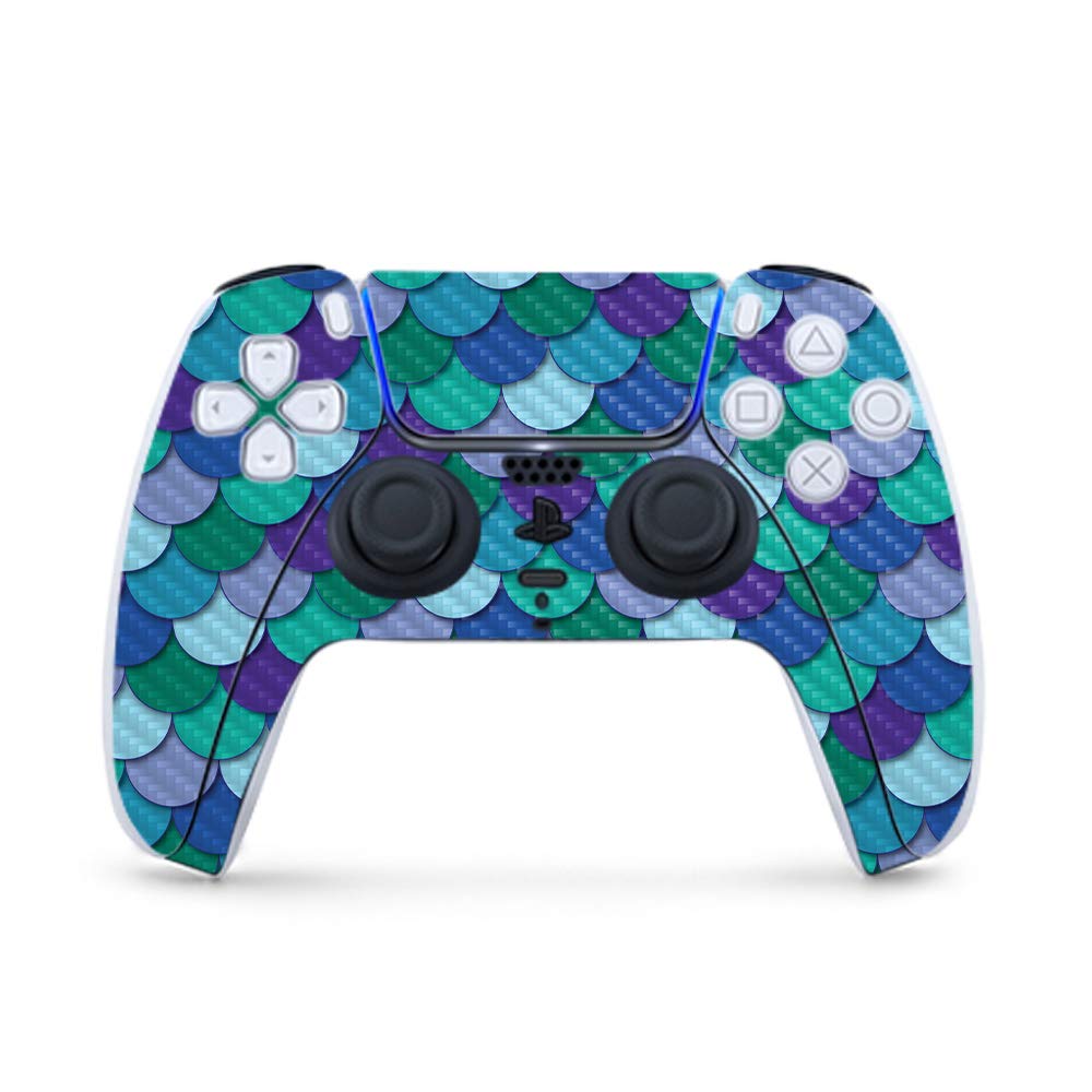 Premium Carbon Fiber Gaming Skin for PS5 Controller - Blue Scales Design | Durable Textured Finish | Easy to Apply & Remove | USA Made | Perfect for Gaming Enthusiasts & Custom Console Protection