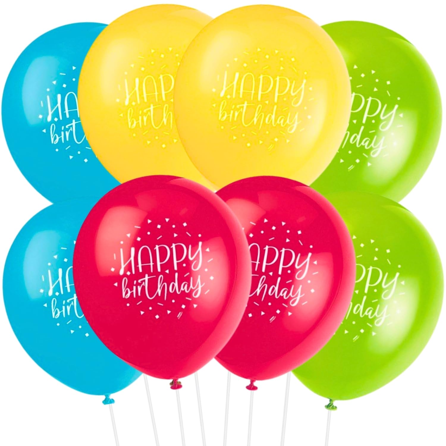 12 Inch Assorted Color Latex Balloons for Birthday Party Decorations - Pack of 8 | Perfect for Birthday Celebrations, Baby Showers & Wedding Decor