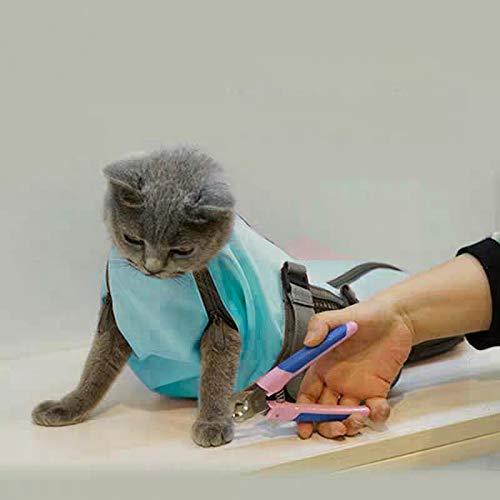 Cat Grooming Restraint Bag - Safe & Comfortable Nail Clipping, Bathing, Trimming & Vet Visits | Anti-Scratch & Bite-Proof Design with Free Muzzle | Stress-Free Pet Care for Cats | Perfect for Grooming, Medical Exams & Injections (Blue, Medium)