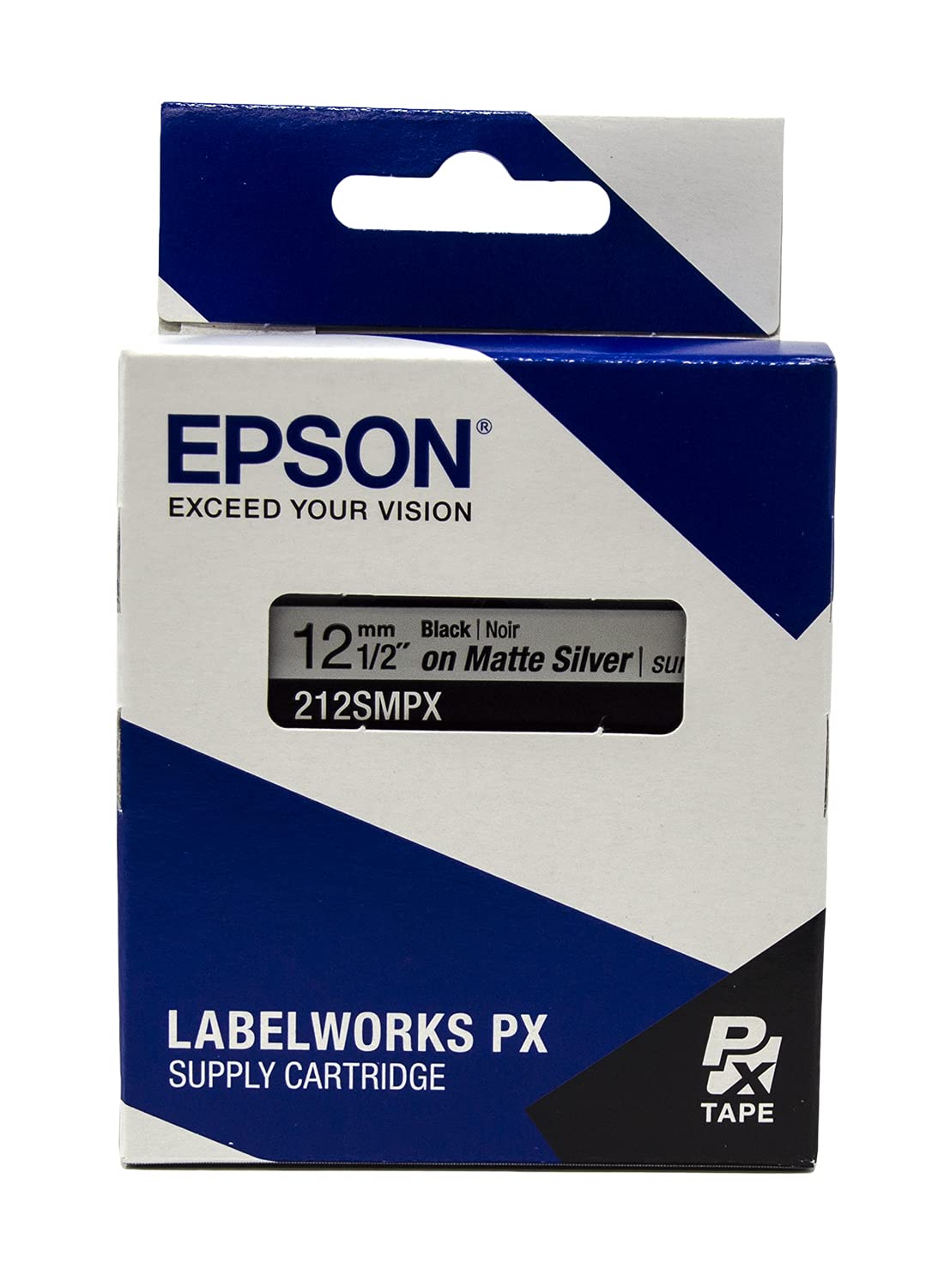 LABELWORKS 212SMPX PET (Polyester) Tape Cartridge - Black on Silver Matte Label Maker Tape - 1/2