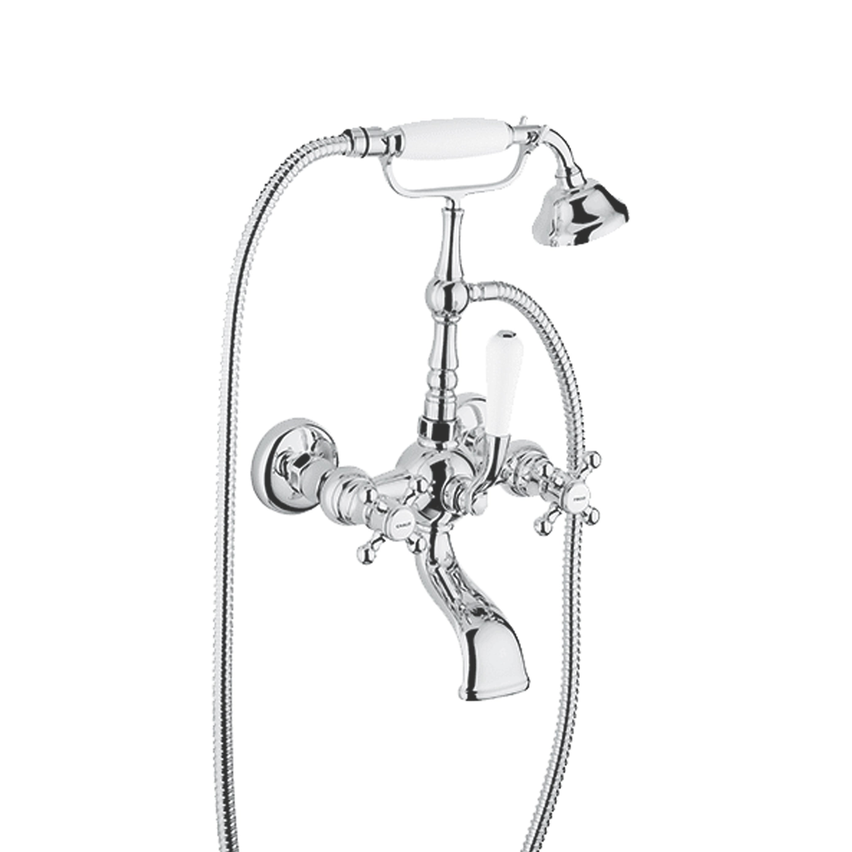 Abey Armando Vicario Provincial Floor Wall Bath Filler Chrome - Vintage Style Bathroom Faucet for Sink, Tub & Shower | Perfect for Farmhouse, Rustic & Traditional Bathroom Decor