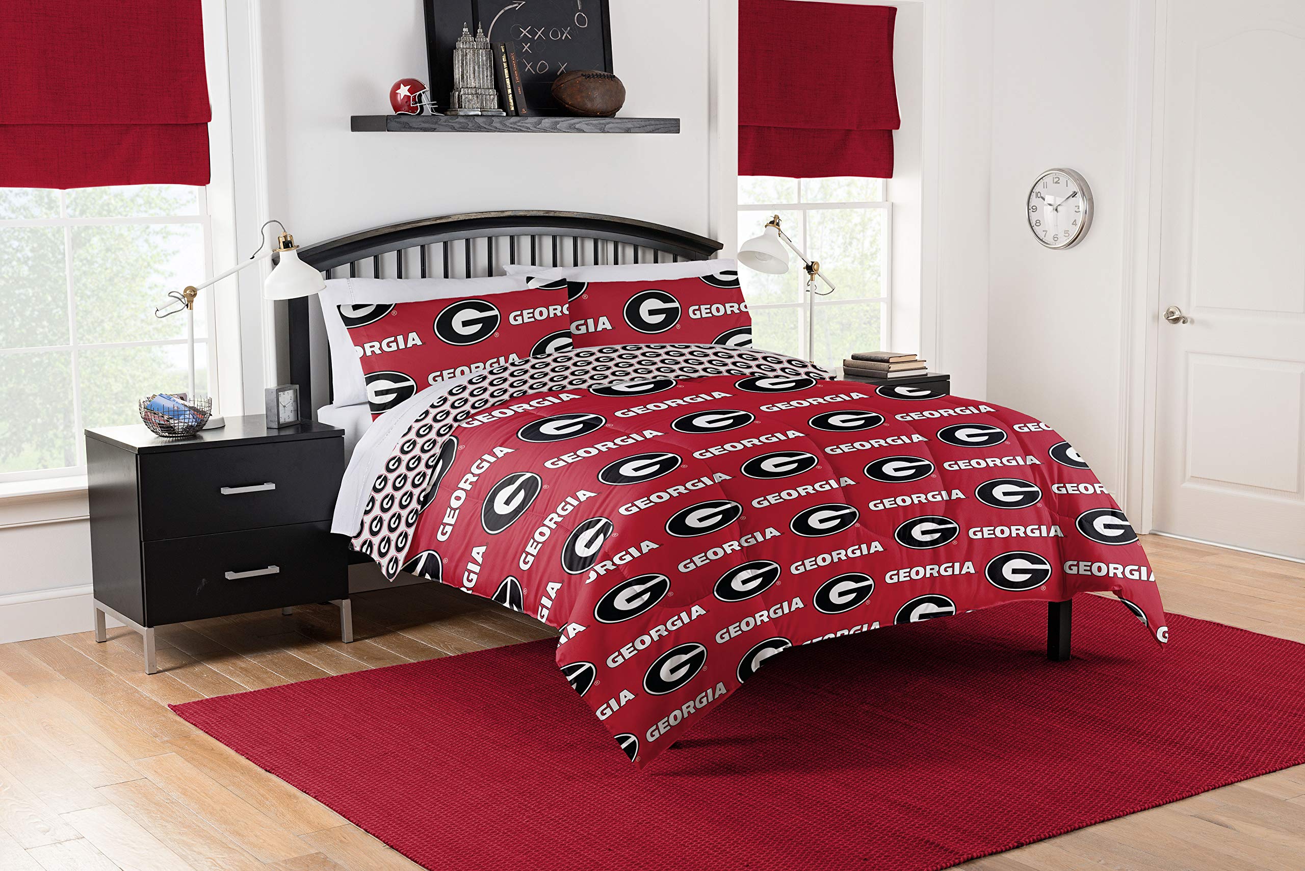 Northwest NCAA Unisex Rotary Queen Bed in a Bag Set - 7-Piece Comforter Set with Pillow Shams for College Dorm, Bedroom Decor
