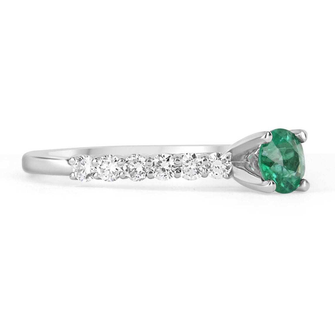 1.15 Carat Total Weight (TCW) Emerald & Diamond Accent 14K Gold Engagement Ring for Women - Perfect Proposal, Wedding & Anniversary Jewelry Gift