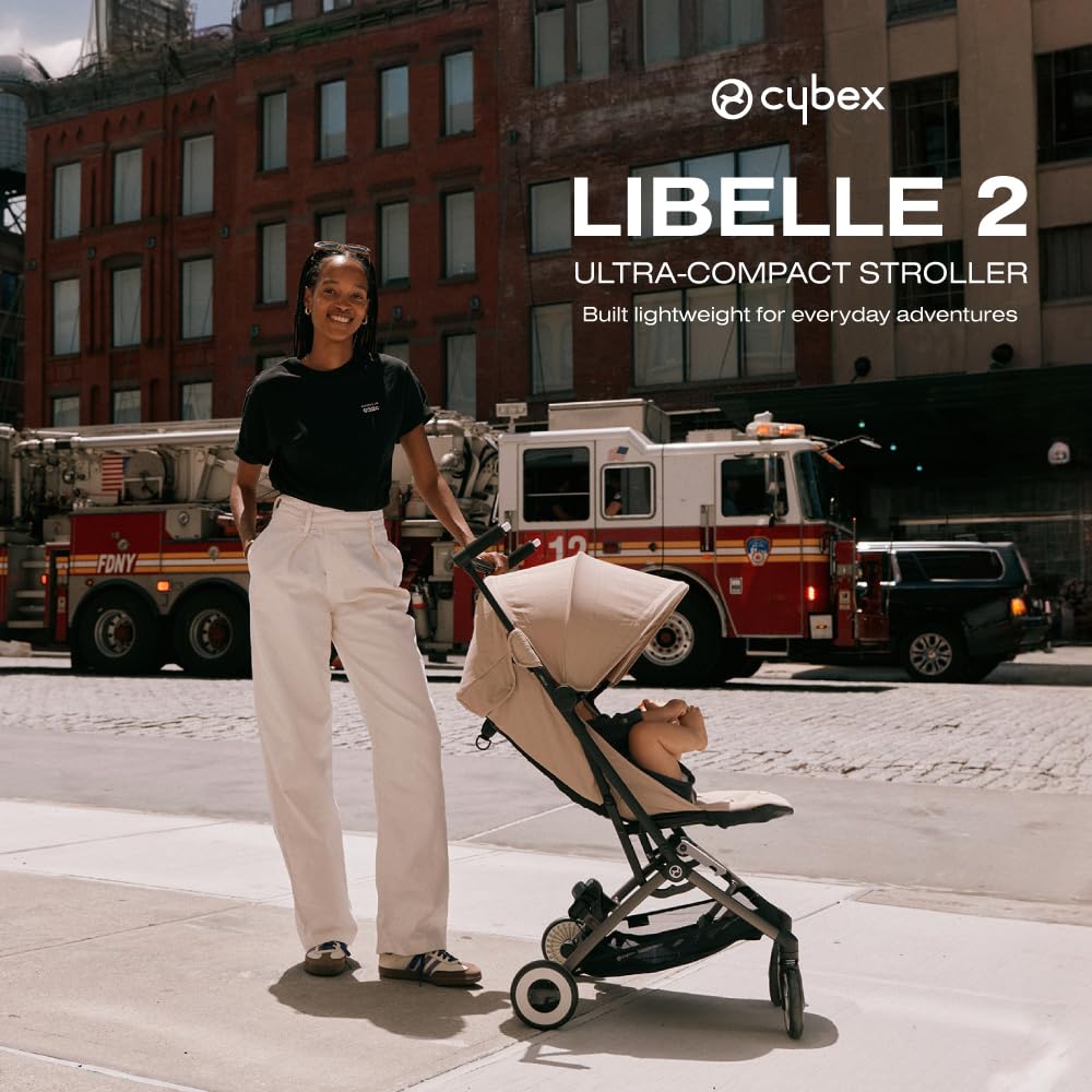 Cybex Libelle 2 Lightweight Travel Stroller - Compact Foldable Baby Stroller for Airplane Carry-On, One-Hand Recline & CYBEX Car Seat Compatible (Magic Black) - Perfect for Air Travel, City Walks & Everyday Use