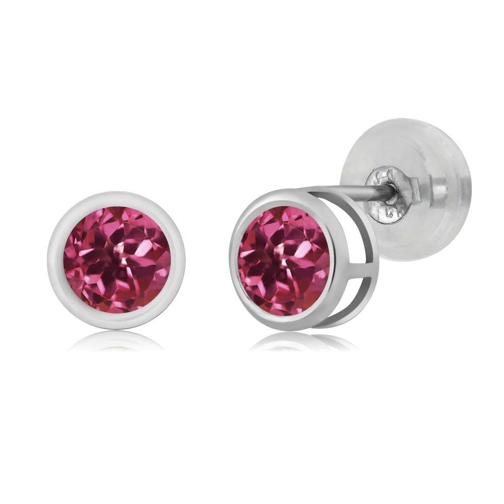 14K White Gold Round 4MM Birthstone Stud Earrings for Women & Men | Genuine Gemstone Jewelry Gift for Birthday, Anniversary & Special Occasions