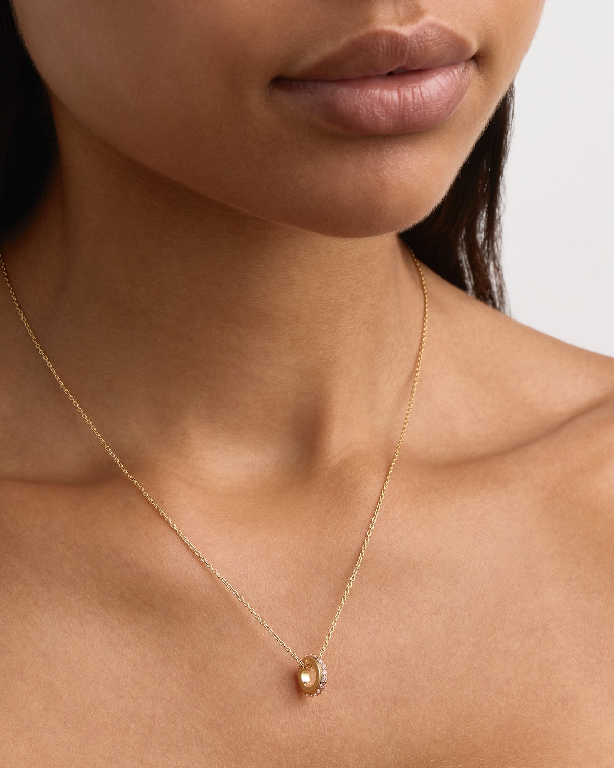 18K Gold Vermeil Pink Crystal Halo Petal Charm Necklace - Elegant Dainty Jewelry for Women, Perfect for Valentine's Day Gifts, Anniversary, Birthday & Special Occasions