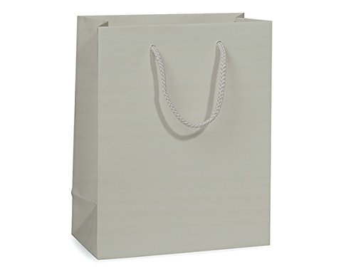 Premium Matte Laminated Silver Gift Bags Bulk Pack (8x4x10 Inches, 100 Count) - Elegant Party Favor Bags for Weddings, Birthdays & Corporate Events