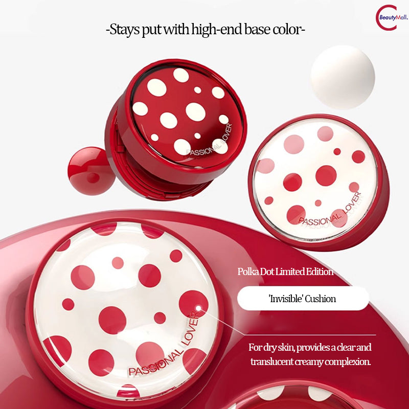 PASSIONAL LOVER Polka Dot Series Invisible Smudge-Proof Cushion Foundation - Long Lasting Matte Finish for Flawless Coverage | Perfect for Daily Wear, Special Occasions & On-The-Go Touch Ups