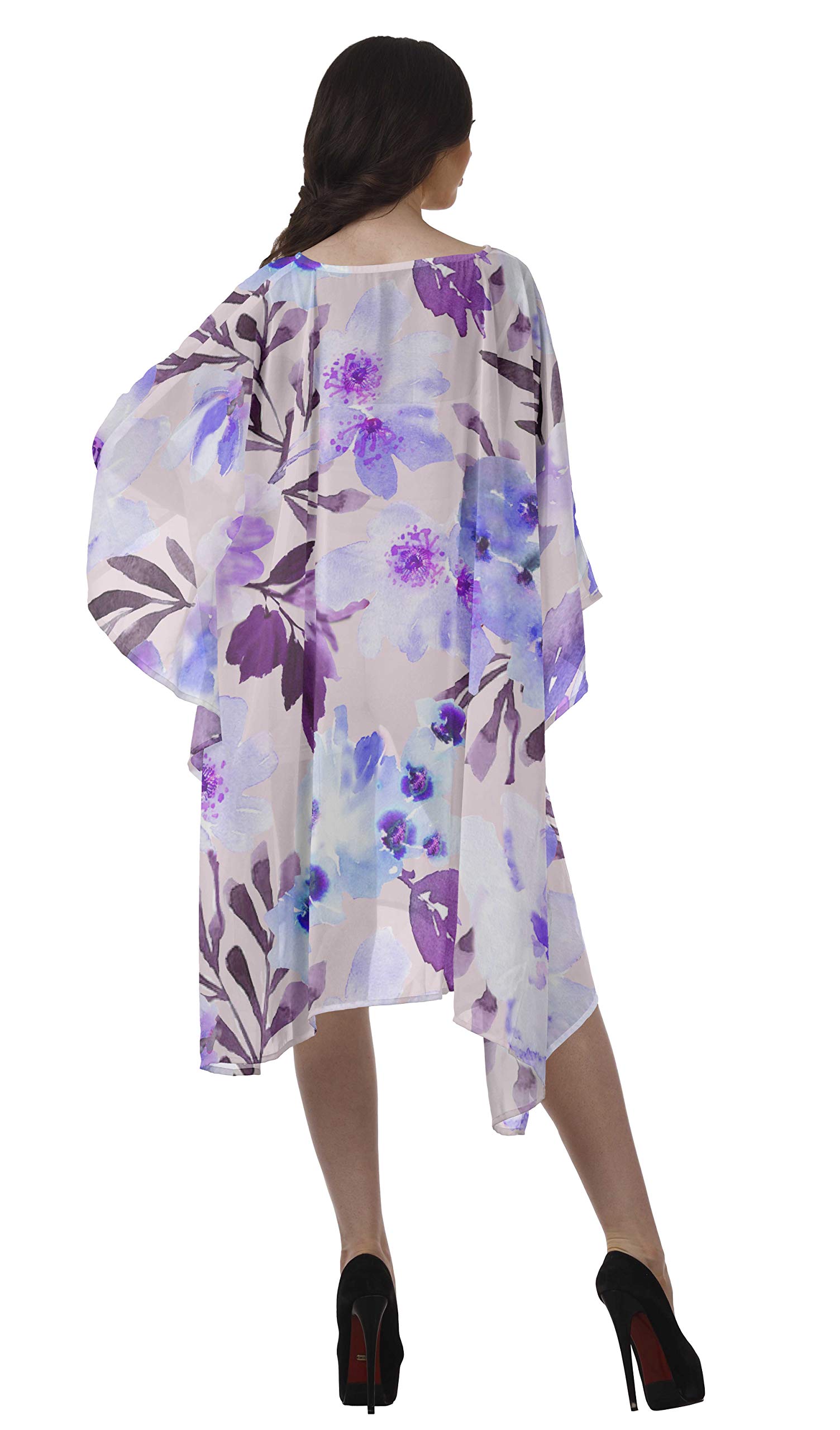 Women's Flowy Georgette Beach Kaftan - Bikini Cover Up, Summer Midi Dress with Side Slits | Perfect for Poolside, Vacation & Boho Outfits