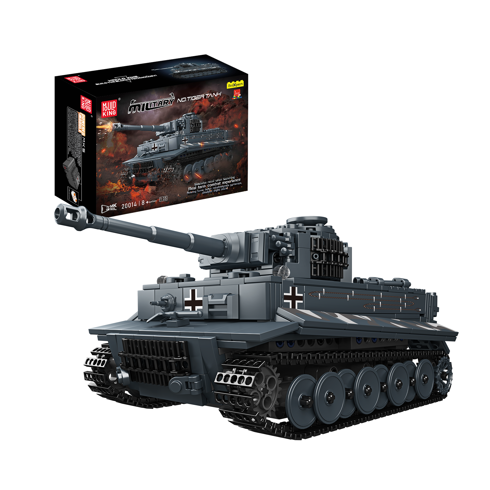 Mould King 20014S Tiger Heavy Tank Model Building Set - 850 PCS Military Tank Toy for Adults & Kids | STEM Educational Construction Kit | Perfect for Collectors, Birthday Gifts & War History Enthusiasts