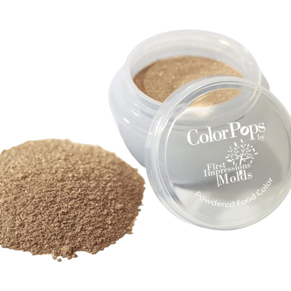Edible Pearlescent Luster Dust & Food Coloring Powder - ColorPops by First Impressions Molds | Cake Decorating, Chocolate, Candy, Cookies, Gum Paste | Brown Shades 10g Jar | Made in USA | Perfect for Wedding Cakes, Birthday Desserts & DIY Baking Projects (Pearl Brown 9)