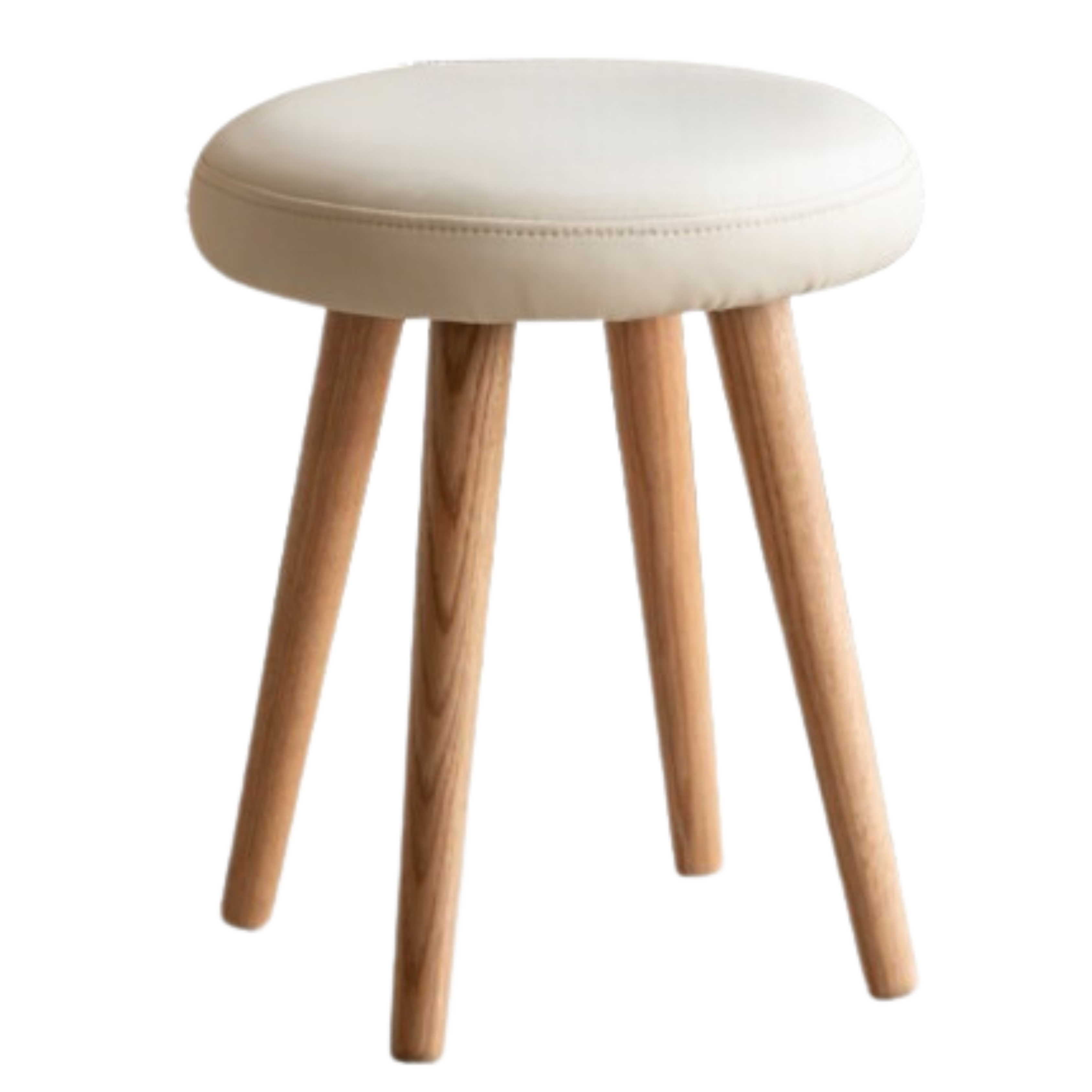 Oak Solid Wood Round Makeup Stool - Durable Vanity Seat with Cushion for Bedroom, Bathroom & Dressing Room - Perfect for Makeup, Hair Styling & Relaxing