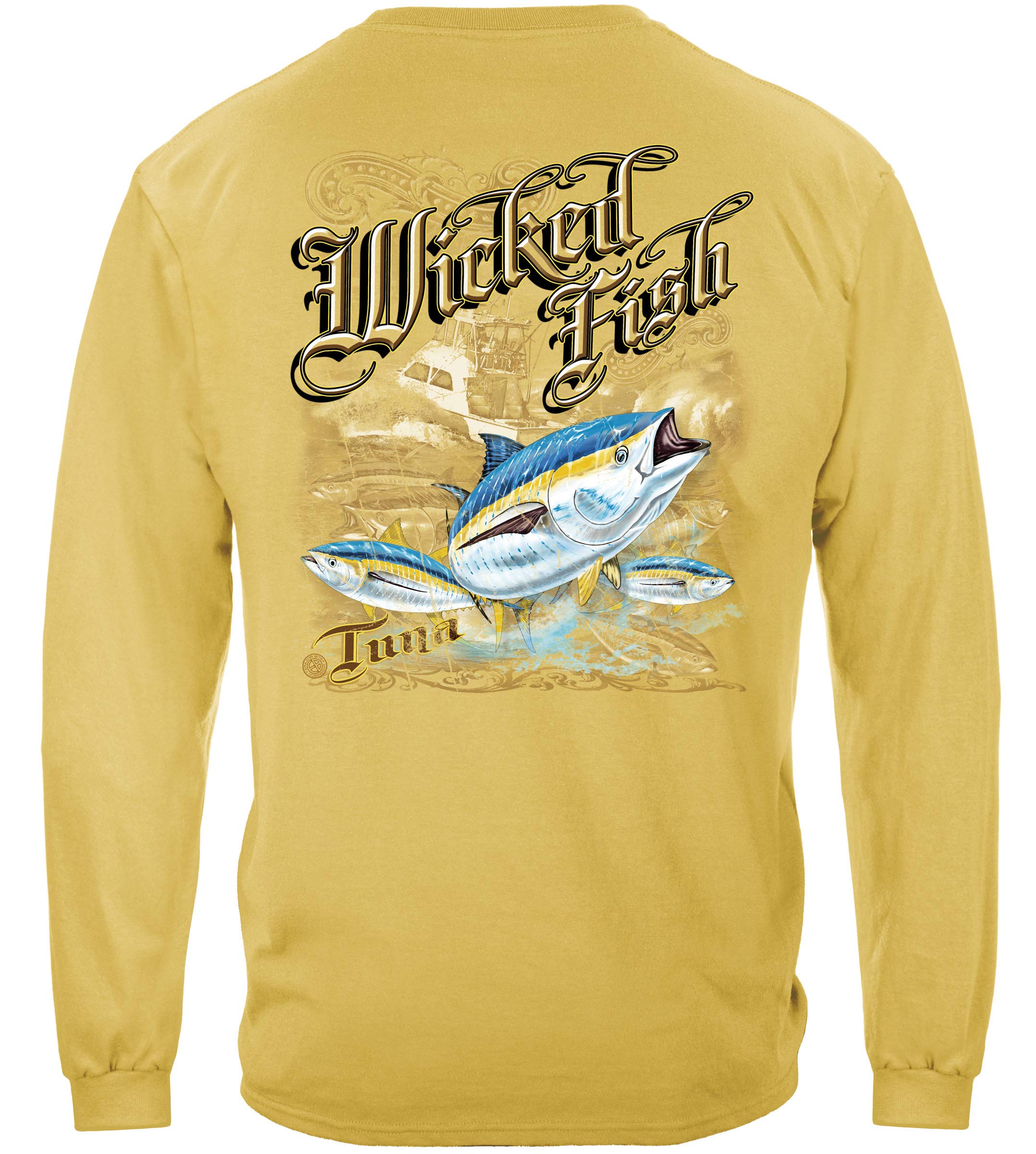 Premium 100% Cotton Long Sleeve Fishing Shirt - Tuna Yellowtail Bluefin Design for Men & Women | Comfortable Casual Wear for Outdoor Fishing, Beach Trips & Daily Activities (Medium)