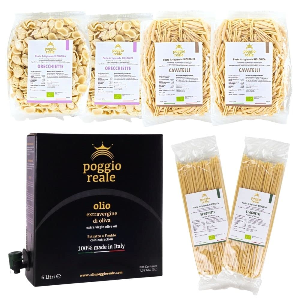 Italian Extra Virgin Olive Oil Bag in Box 5 Liters with Artisan Pasta - Perfect for Cooking, Gifting & Mediterranean Cuisine