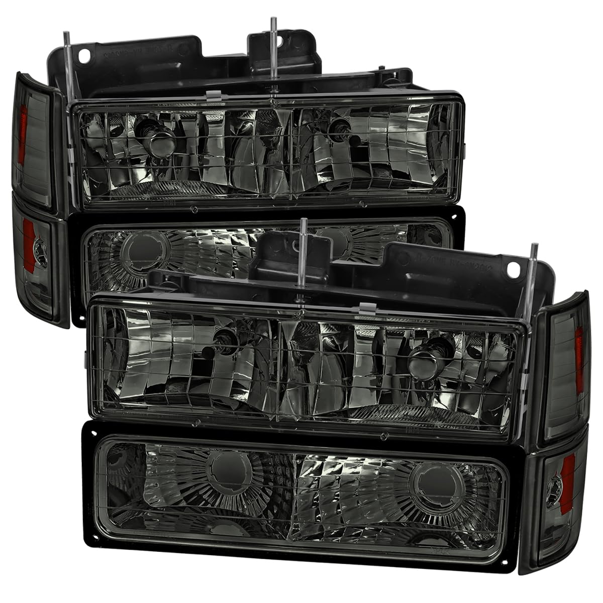 Spec-D Tuning Smoke Headlights & Bumper Lights Kit for 1994-1998 GMC C10 Pickup Sierra Suburban - Complete Left & Right Headlamp Assembly with Corner Lamps | Upgrade Your Truck's Style & Night Visibility for Off-Road Adventures & Daily Driving