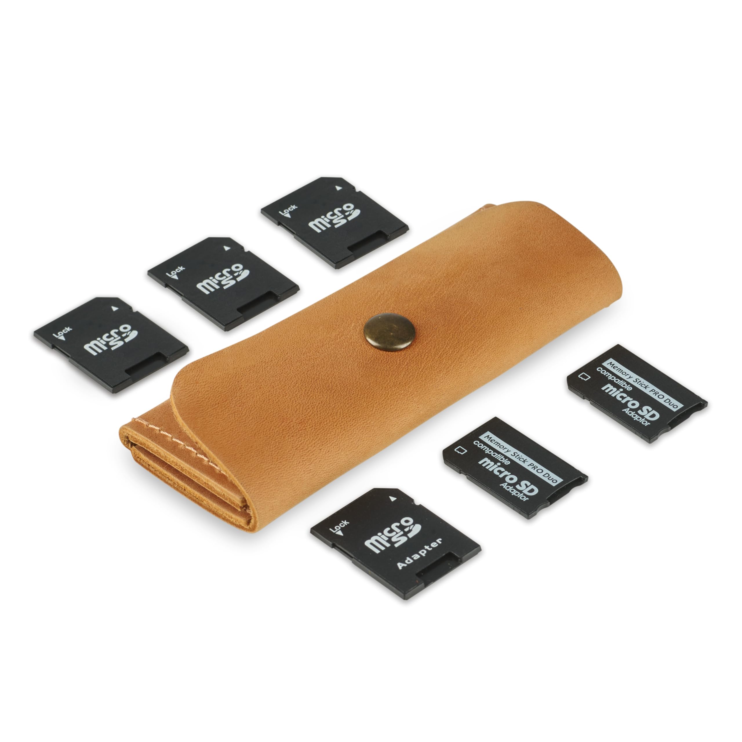 Premium Leather SD Card Holder - Waterproof Memory Card Organizer for Micro SD & SD Cards - Travel-Friendly Vintage Brown Storage Case - Perfect for Photographers, Travelers & Tech Enthusiasts