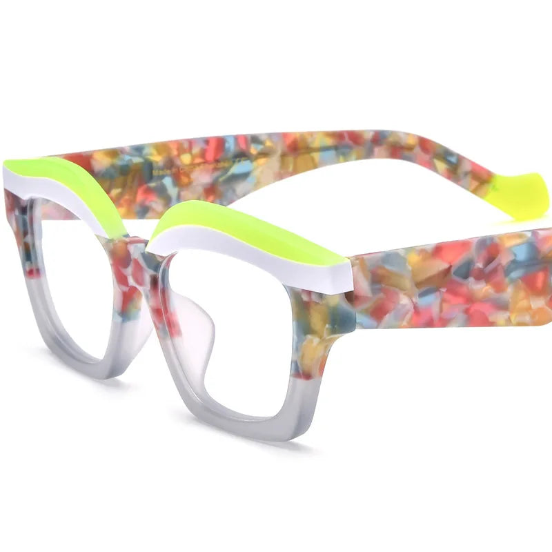 CCspace Unisex Full Rim Square Acetate Eyeglasses 57163 - Stylish & Durable Eyewear for Men & Women | Perfect for Work, Reading & Fashion Accessories