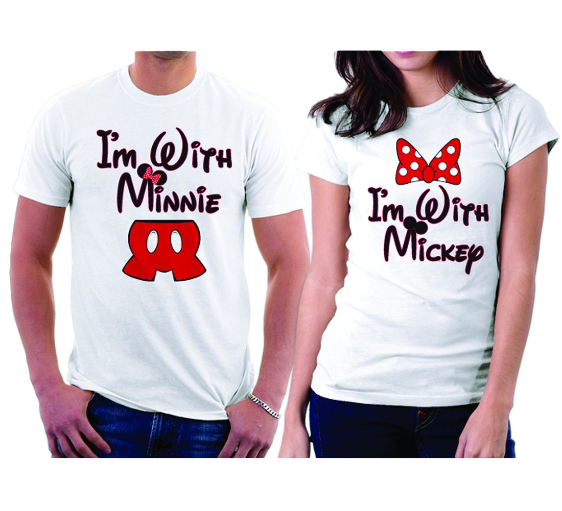 Mickey & Minnie Matching Couple T-Shirts - Two-Sided Disney Love Tees for Couples - Perfect for Date Nights & Theme Parks
