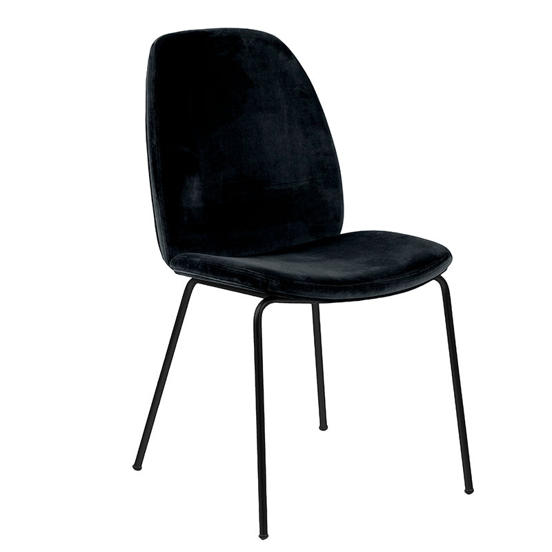 ADELIA Modern Dining Chair - Black Velvet Upholstered Seat with Sturdy Metal Legs - Perfect for Kitchen, Dining Room, Restaurant and Cafe Decor