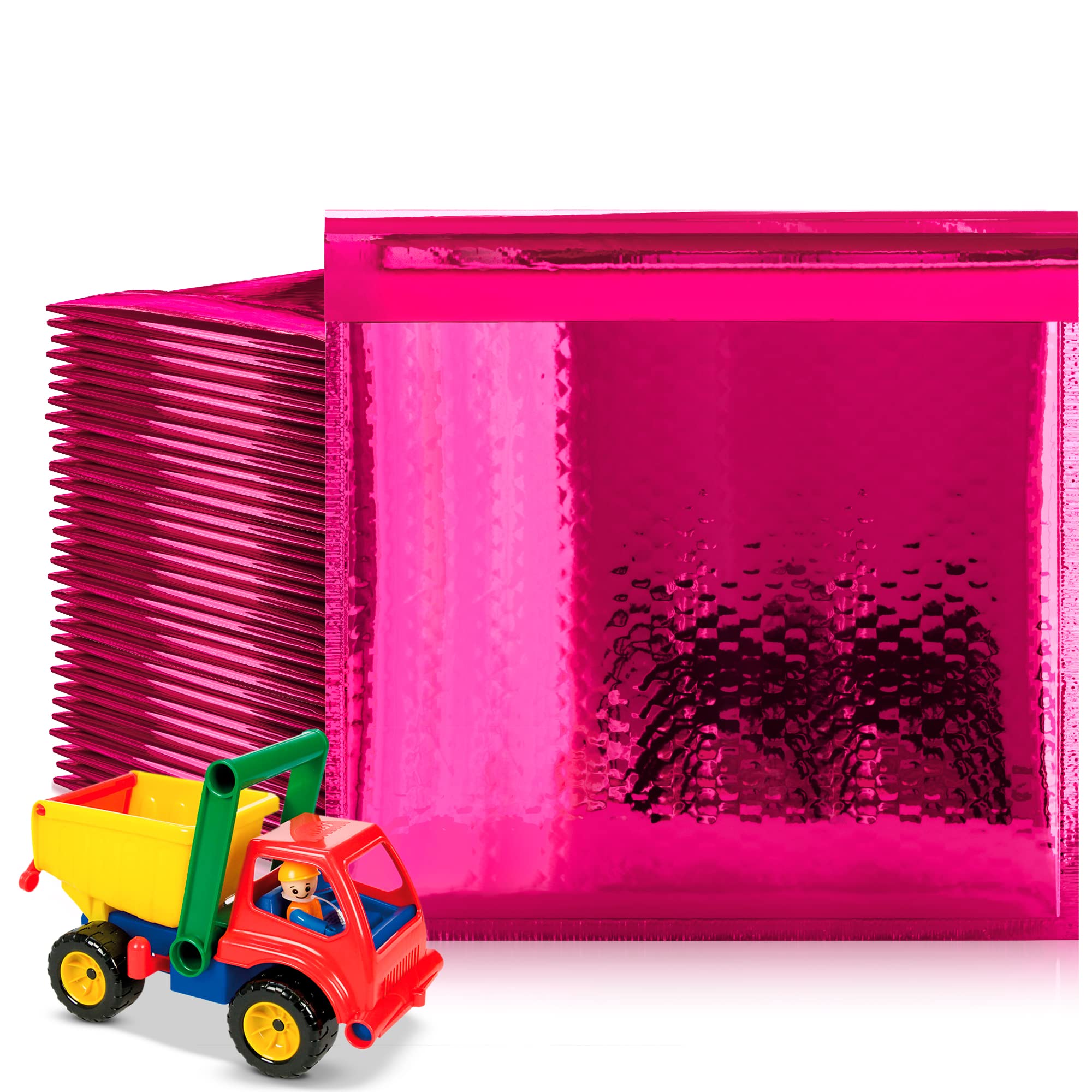 **Hot Pink Metallic Bubble Mailers 7.25 x 7 Inches - 250 Pack Waterproof Padded Envelopes for Shipping, Mailing & Protecting Fragile Items - Perfect for Jewelry, Cosmetics & Gifts**