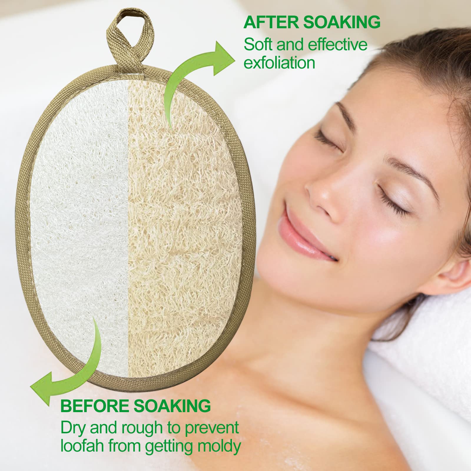 100% Natural Exfoliating Loofah Back Scrubber - Pack of 2 | Body Wash Sponge for Shower & Bath | Deep Cleansing & Skin Renewal for Soft, Smooth Skin | Perfect for Exfoliation & Dead Skin Removal
