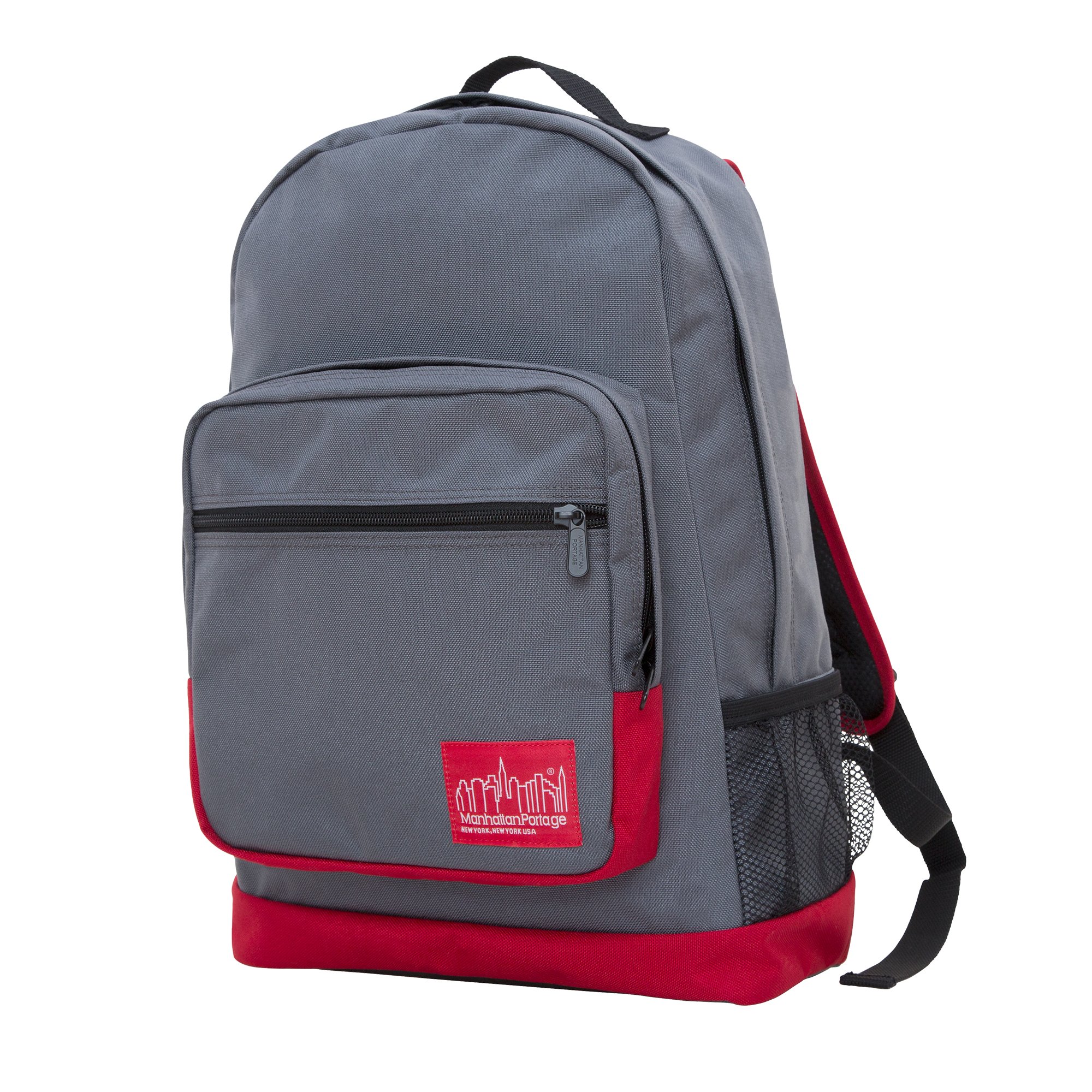 Manhattan Portage Morningside Backpack - Durable Grey & Red College Backpack for Men & Women - Perfect for School, Travel & Daily Commute