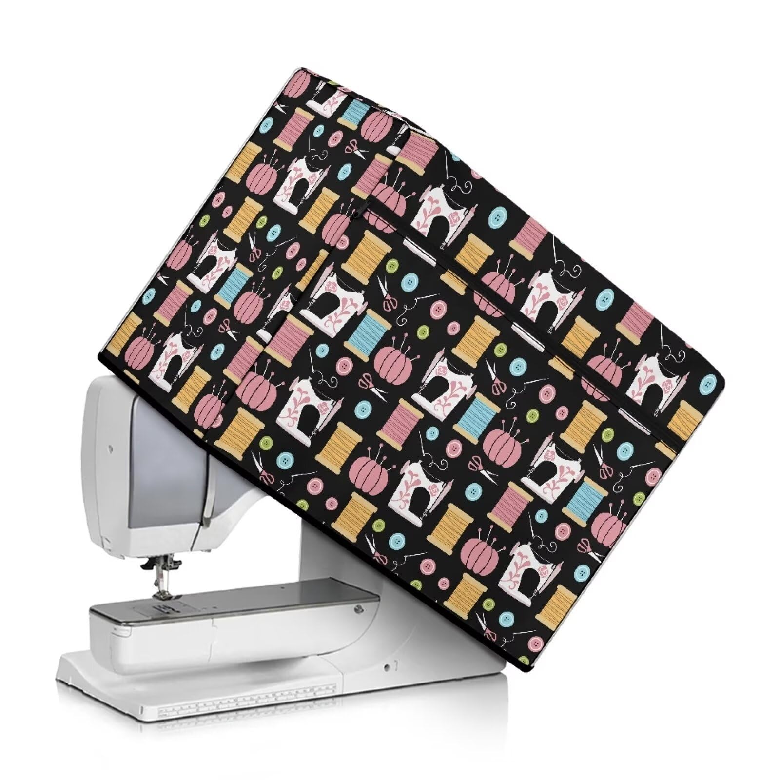 Universal Sewing Machine Cover with Pockets - Dustproof, Washable Fabric Protector for Most Standard Sewing Machines | Perfect for Home, Studio & Travel Use